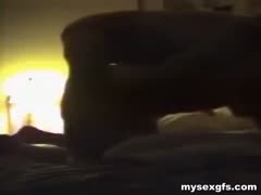 A lustful amateur beauty uses a corn to prod her scruffy vagina.